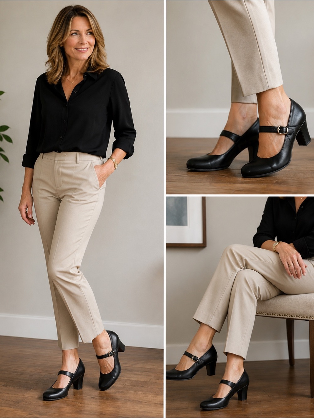 SoftWalk Black Mary Jane Pumps with Buckle Strap